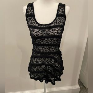 Womens Black Lace Peplum Top